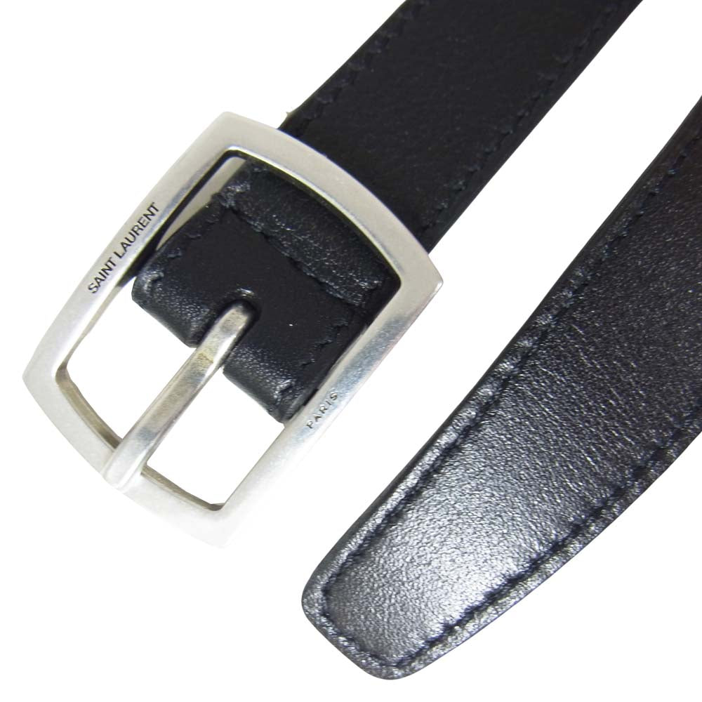 SAINT LAURENT サンローラン GRZ593332-85-1019 イタリア製 レザー ベルト ブラック系【極上美品】【中古】