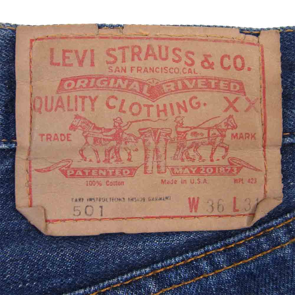 Levi's リーバイス ヴィンテージ オリジナル 501 66後期 ボタン裏6 スモールe 耳付き デニム パンツ インディゴブルー系 36【中古】