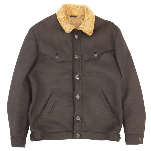CHROME HEARTS クロムハーツ（原本無） レザー ムートン ジャケット ダークブラウン系 M【中古】