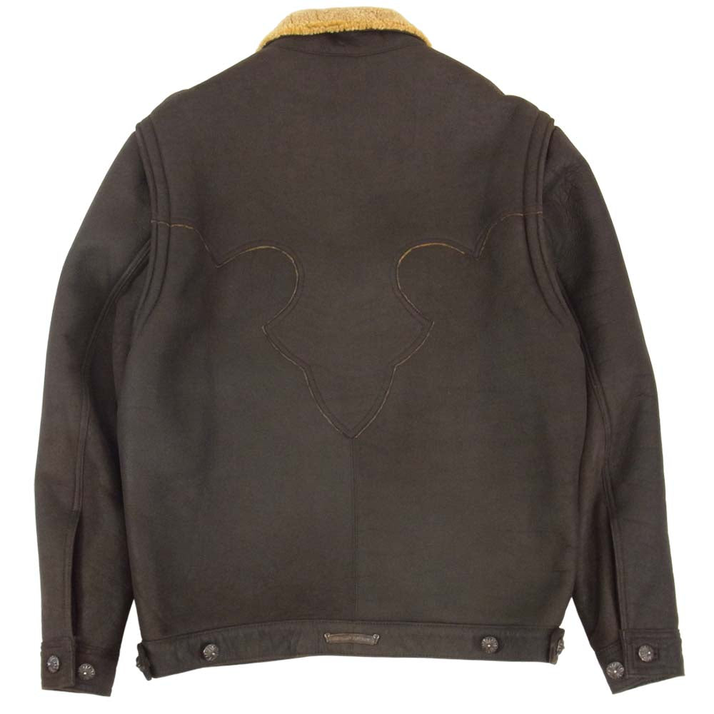 CHROME HEARTS クロムハーツ（原本無） レザー ムートン ジャケット ダークブラウン系 M【中古】