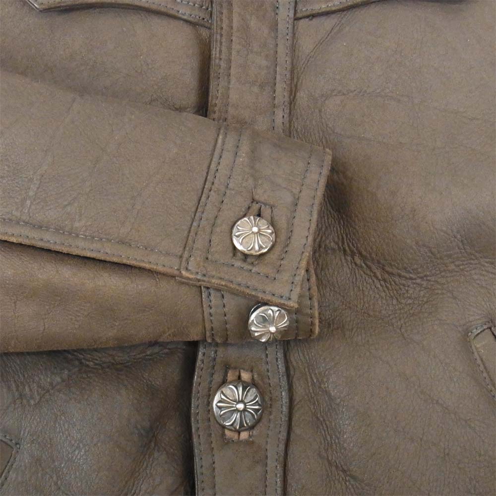 CHROME HEARTS クロムハーツ（原本無） レザー ムートン ジャケット ダークブラウン系 M【中古】