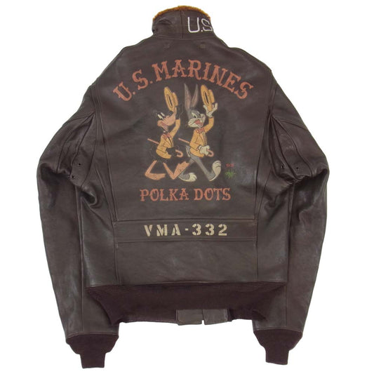 TOY'S McCOY トイズマッコイ AN-J-3A VMA332 POLKADOTS B.BUNNY G-1 フライトジャケット ダークブラウン系 40【美品】【中古】
