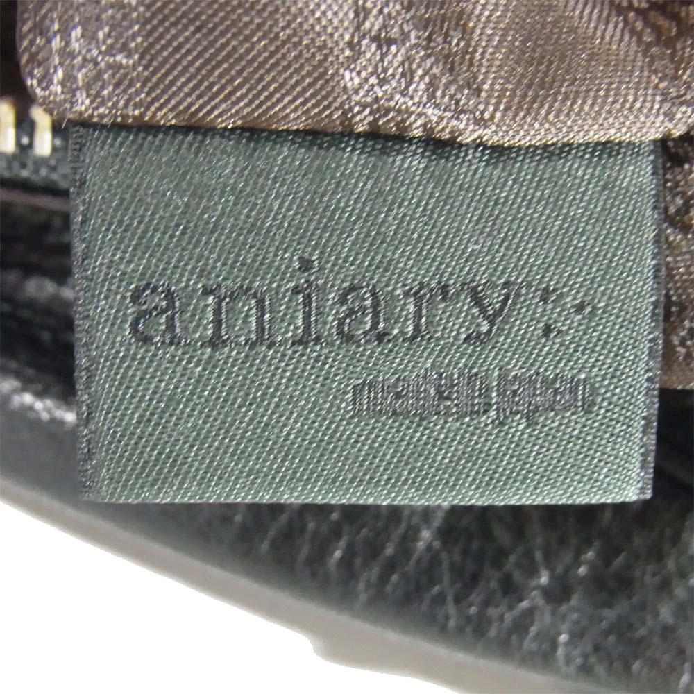 aniary アニアリ レザー セカンド バッグ レザーバッグ ハンド 革バッグ ブラック系【美品】【中古】