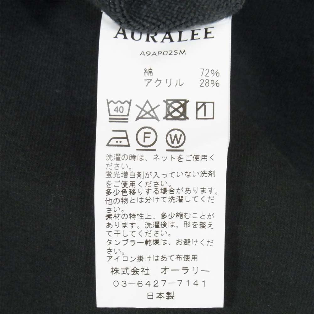 AURALEE オーラリー A9AP02SM SUPER MILLED SWEAT P/O  スーパー ミルド スウェット ブラック系 4【中古】