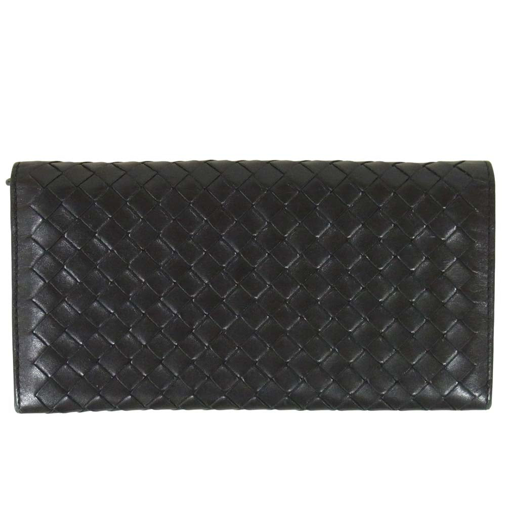 BOTTEGAVENETA ボッテガヴェネタ イントレチャート 2つ折 長財布 財布 イタリア製 ブラック系【中古】