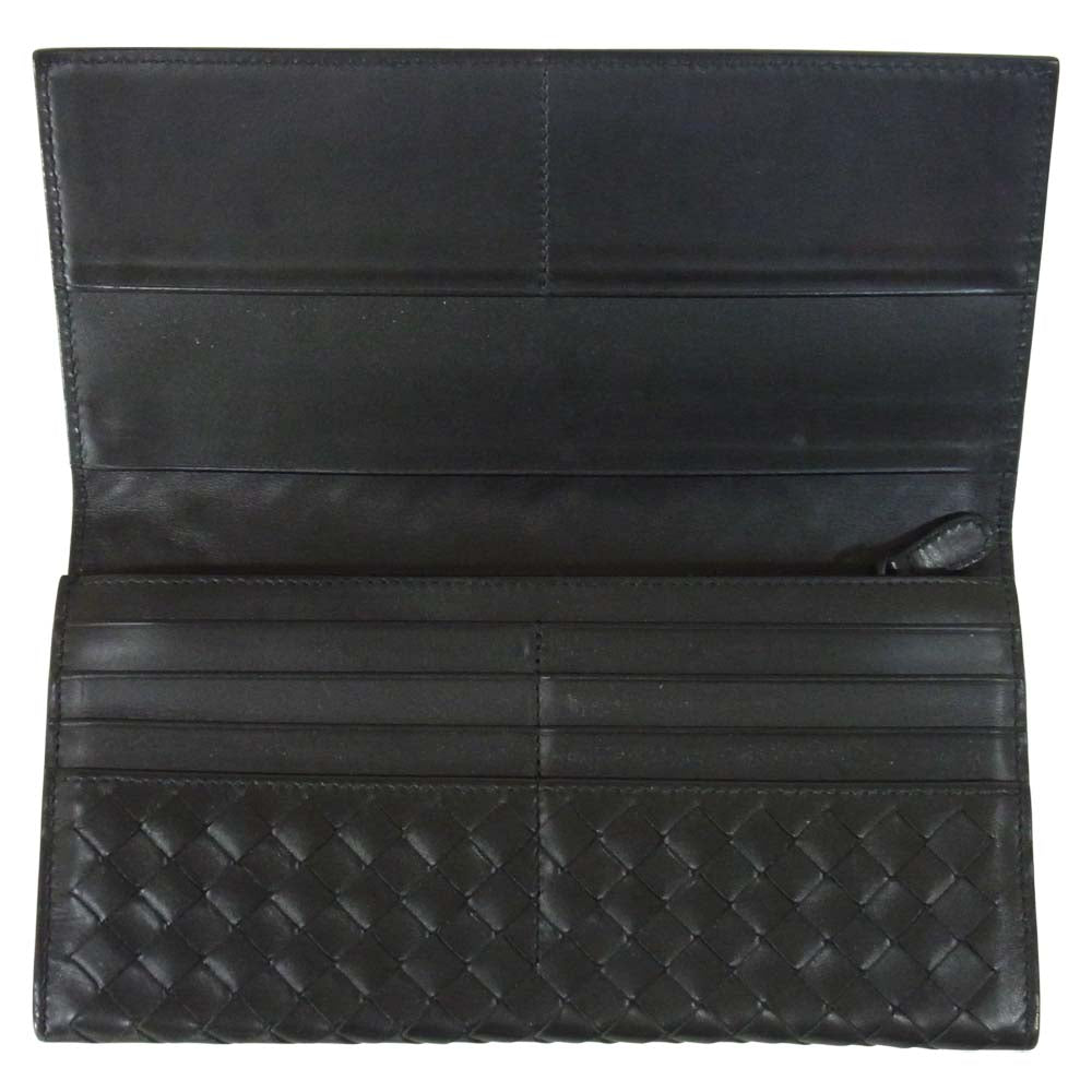 BOTTEGAVENETA ボッテガヴェネタ イントレチャート 2つ折 長財布 財布 イタリア製 ブラック系【中古】
