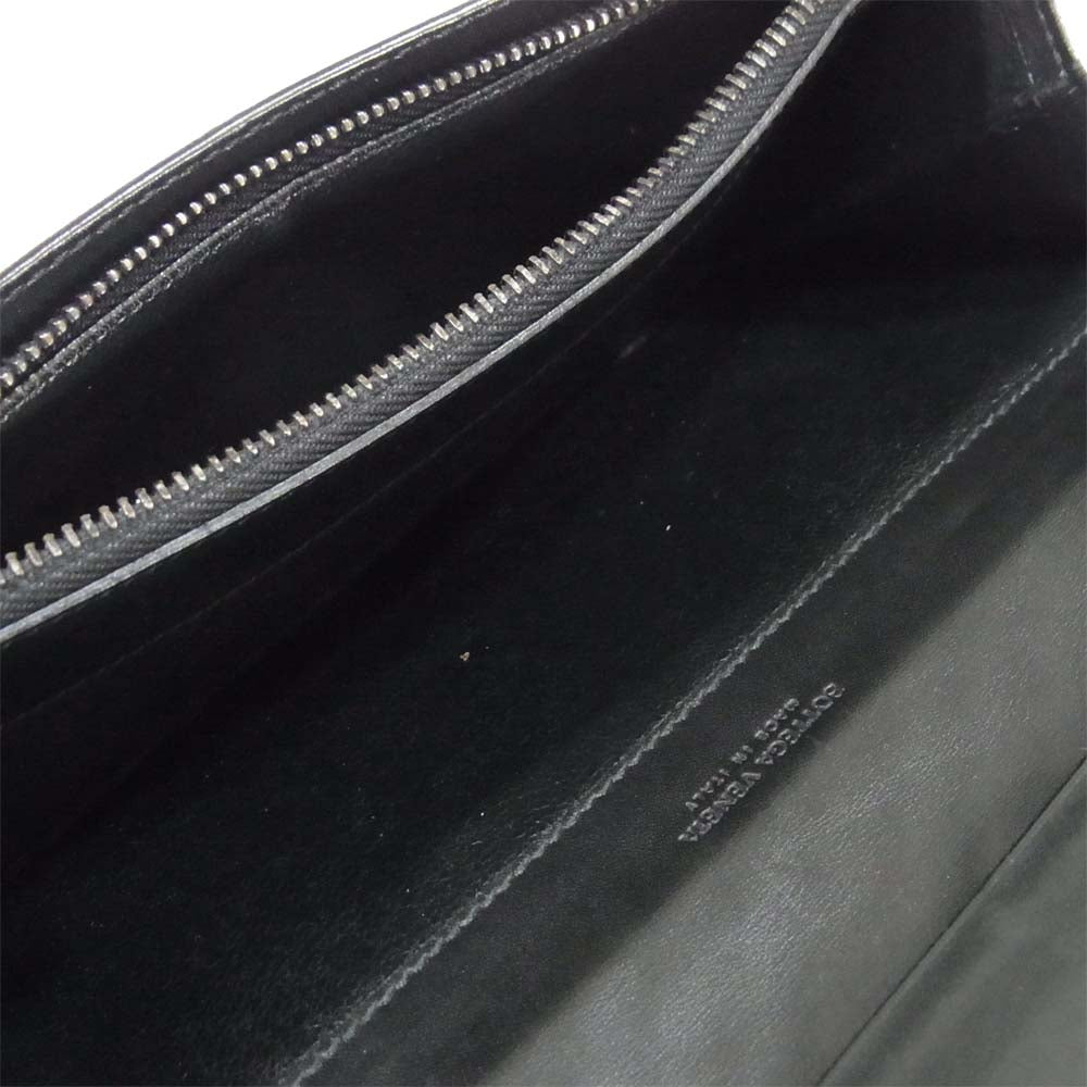 BOTTEGAVENETA ボッテガヴェネタ イントレチャート 2つ折 長財布 財布 イタリア製 ブラック系【中古】