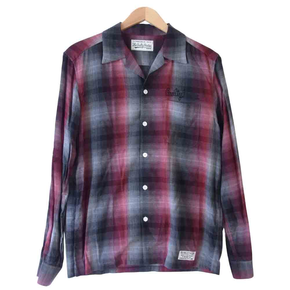 WACKO MARIA ワコマリア オンブレチェック オープンカラー グレー×レッド L【美品】【中古】