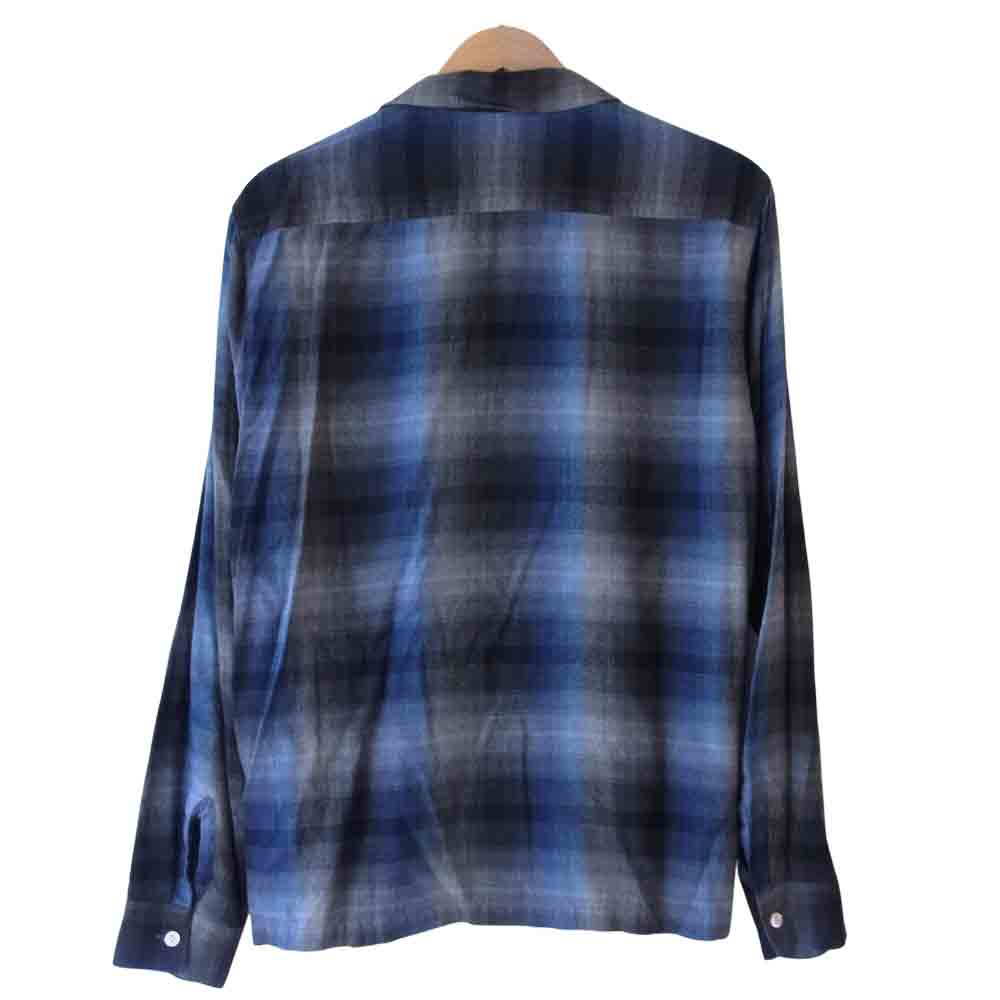 WACKO MARIA ワコマリア オンブレチェック オープンカラー グレー×ブルー L【美品】【中古】
