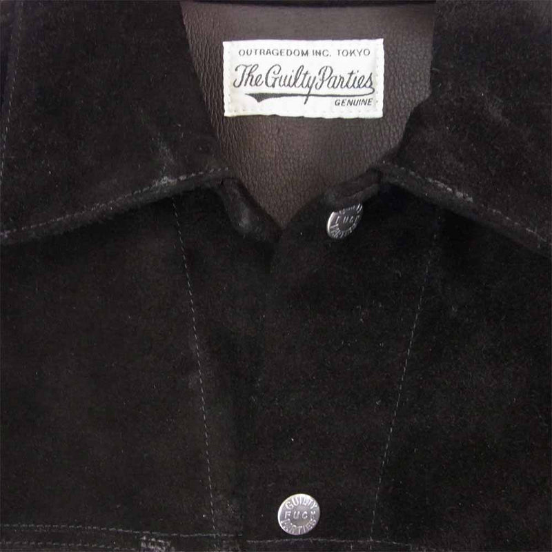 WACKO MARIA ワコマリア Suede Trucker Jacket スエード トラッカー ジャケット ブラック系 L【美品】【中古】