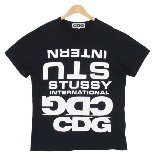 COMME des GARCONS コムデギャルソン SZ-T017 CDG stussy INTERNATIONAL TEE ロゴ プリント Tシャツ ブラック系 XXL【中古】