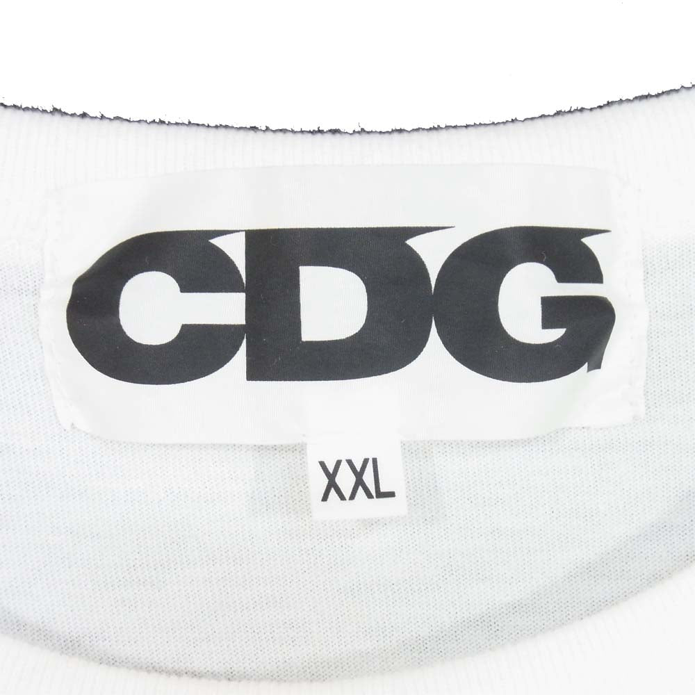 COMME des GARCONS コムデギャルソン SZ-T022 CDG 反転 ロゴ プリント Tシャツ 日本製 ホワイト系 XXL【中古】