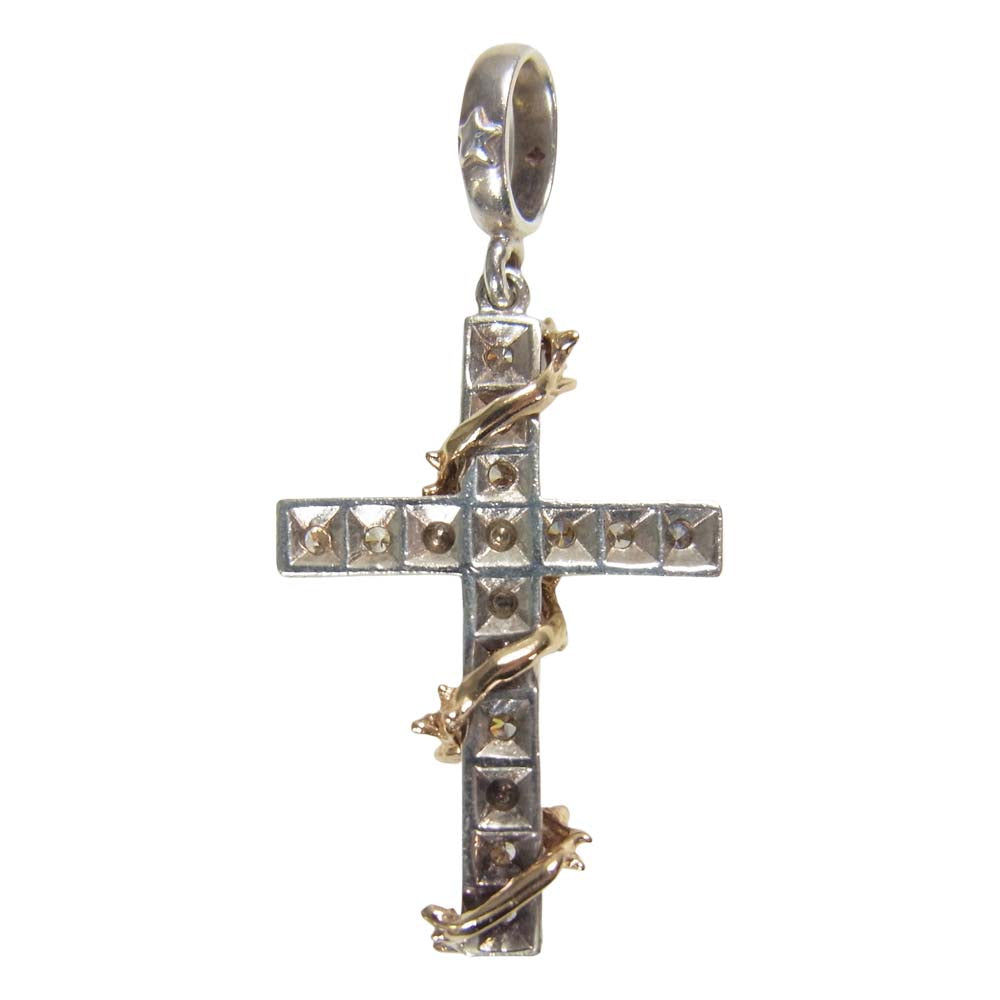 Loree Rodkin ローリーロドキン love＆hate ラヴ&ヘイト K18 クロス ペンダント シルバー系【中古】