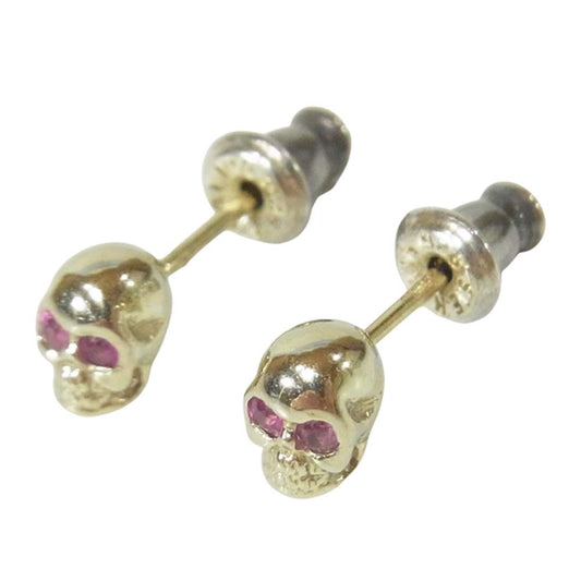 ROYAL ORDER ロイヤルオーダー K18 スカル スタッズ ピアス シルバー925 ゴールド系【中古】