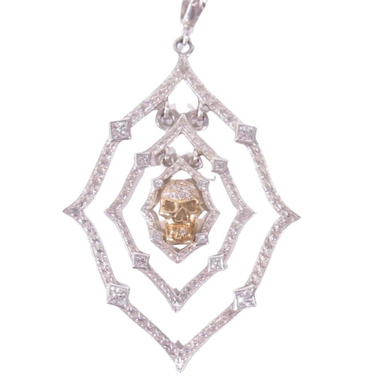 Loree Rodkin ローリーロドキン K18 スパイダーウェブ スカル ネックレス スパイダー シルバー系【中古】