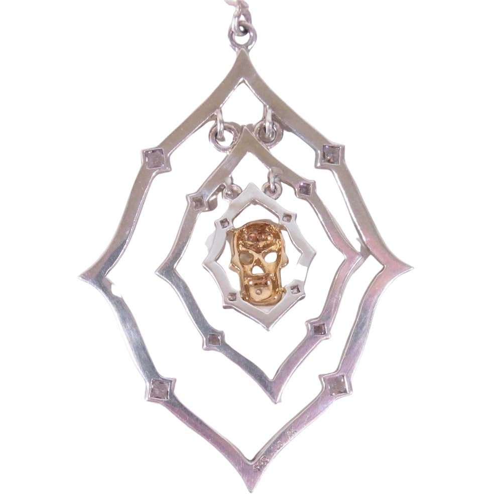 Loree Rodkin ローリーロドキン K18 スパイダーウェブ スカル ネックレス スパイダー シルバー系【中古】