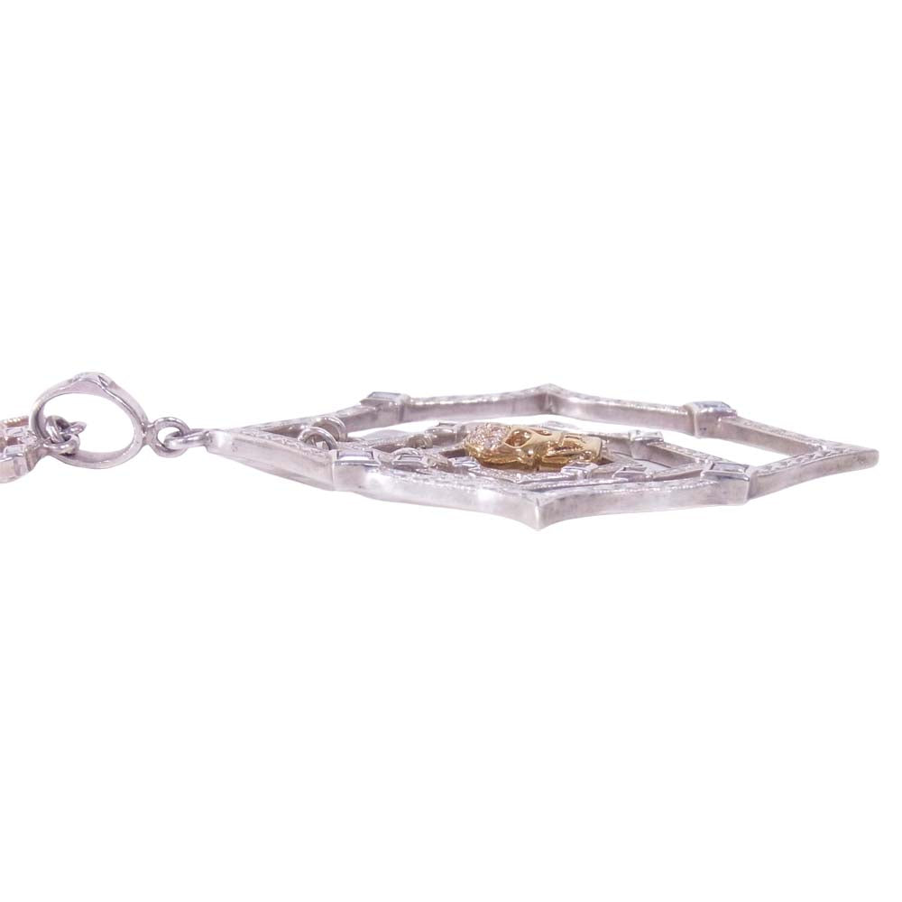 Loree Rodkin ローリーロドキン K18 スパイダーウェブ スカル ネックレス スパイダー シルバー系【中古】