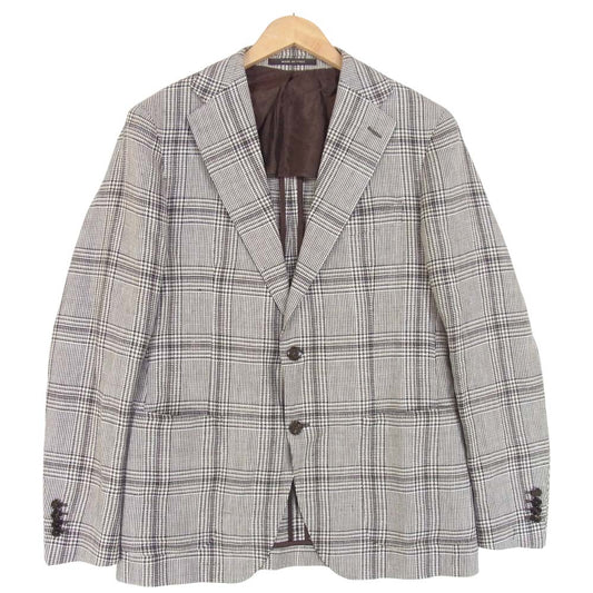 タリアトーレ 2B グレンチェック ジャケット イタリア製 白黒茶系 48/7R【美品】【中古】