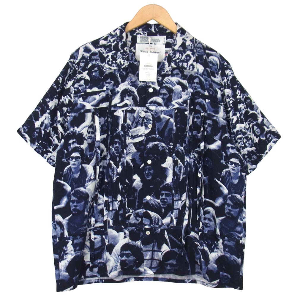 ダイリク 21SS FLOWER CHILDREN lloomm別注 WOODSTOCK Open Coller Shirt 総柄 オープンカラー 半袖 シャツ ネイビー系 M【極上美品】【中古】