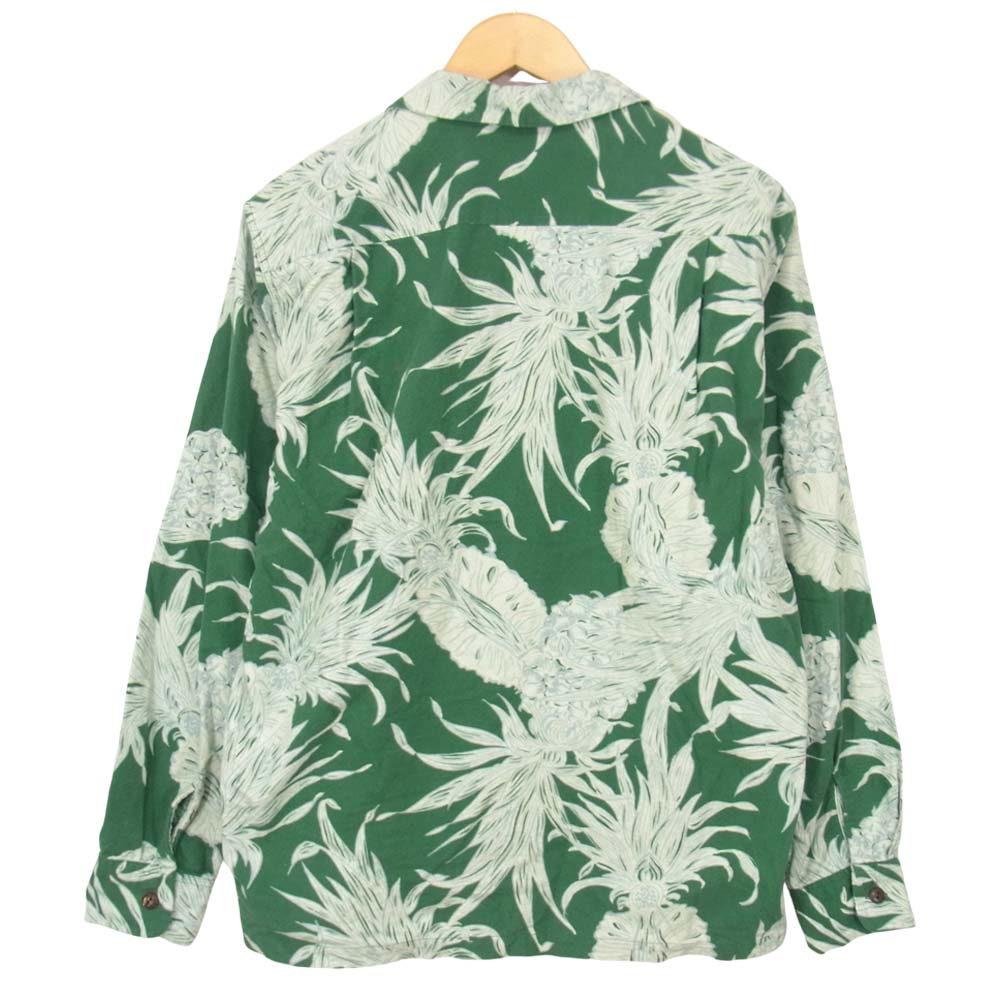 SUN SURF サンサーフ 東洋エンタープライズ コットン 洋柄 ハイビスカス柄 アロハシャツ グリーン系 M【中古】