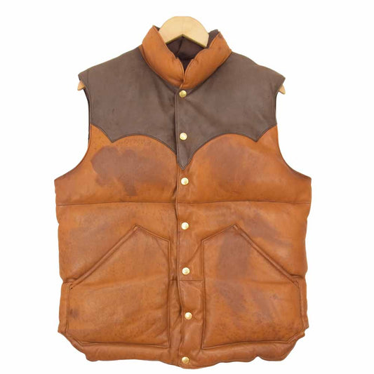 レインボーカントリー DEERSKIN DOWN VEST ディアスキン ダウンベスト ブラウン系 L【中古】