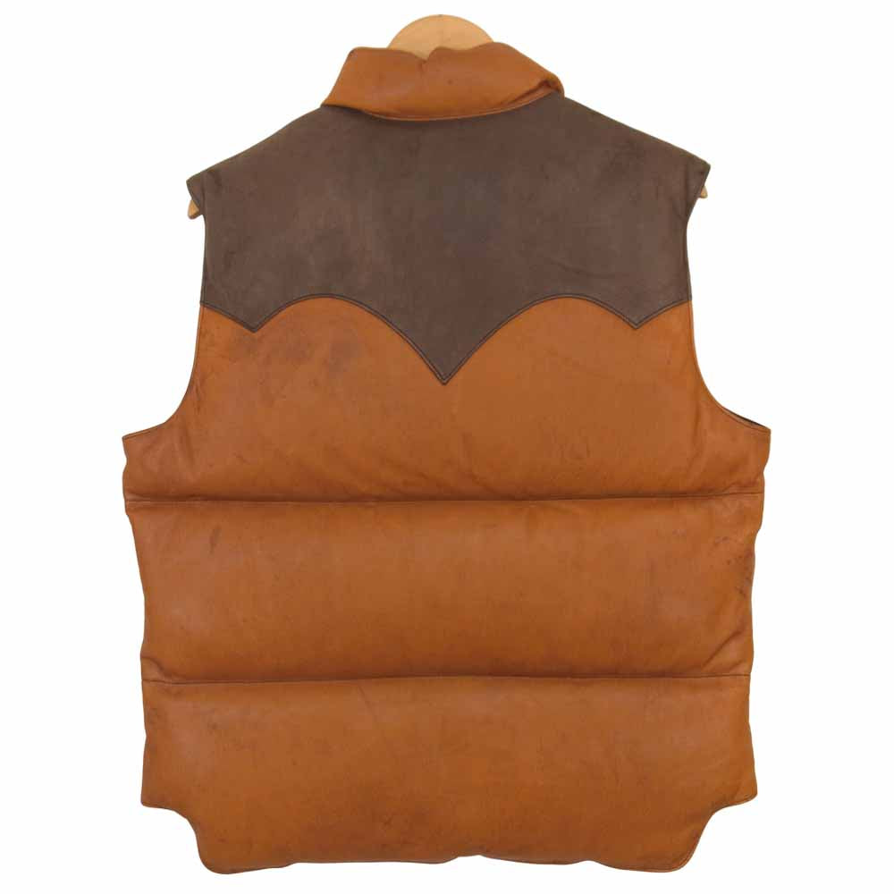 レインボーカントリー DEERSKIN DOWN VEST ディアスキン ダウンベスト ブラウン系 L【中古】