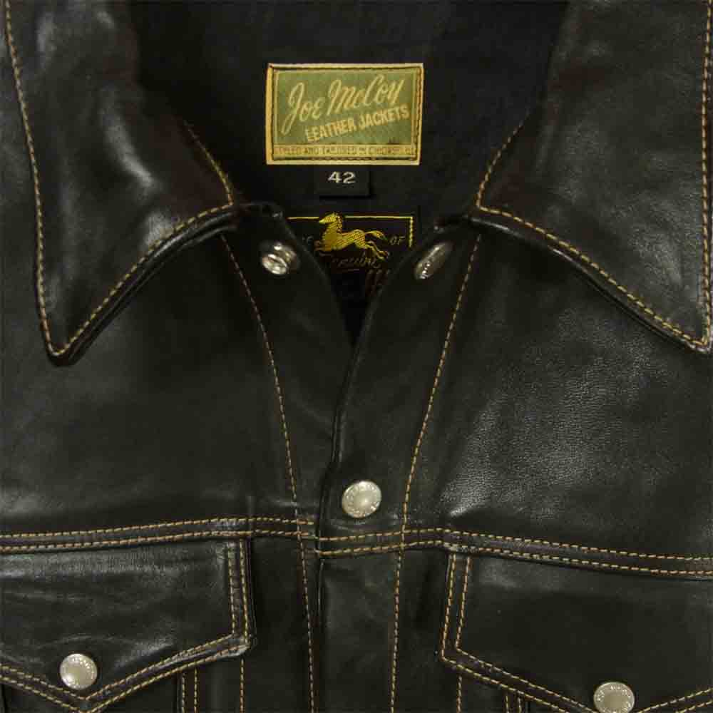 The REAL McCOY'S ザリアルマッコイズ MJ12010 極美品 JOE McCOY ジョーマッコイ LEATHER WESTERN JACKET ホースハイド レザー ウエスタン ジャケット ブラック系 42【美品】【中古】