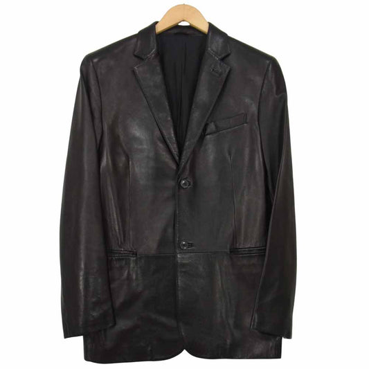 Ermenegildo Zegna エルメネジルドゼニア D-TK-6297 イタリア製 レザー テーラードジャケット ブラック系 50【中古】