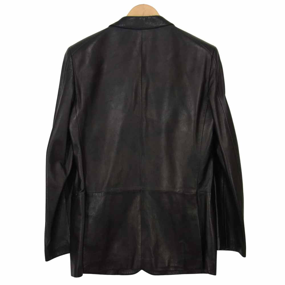 【極美品/付属品付き】エルメネジルドゼニア テーラードジャケット レザー 黒 Ermenegildo Zegna エルメネジルドゼニア D-TK-6297 イタリア製 レザー