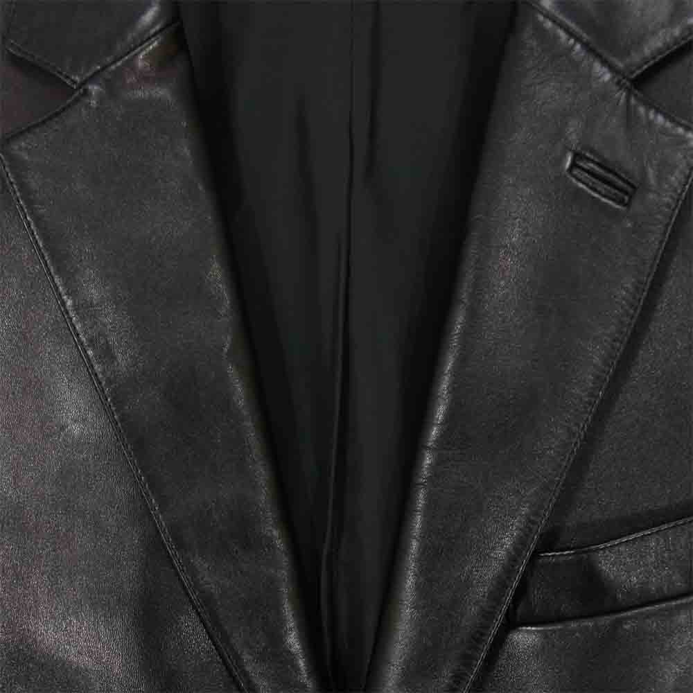 Ermenegildo Zegna エルメネジルドゼニア D-TK-6297 イタリア製 レザー テーラードジャケット ブラック系 50【中古】