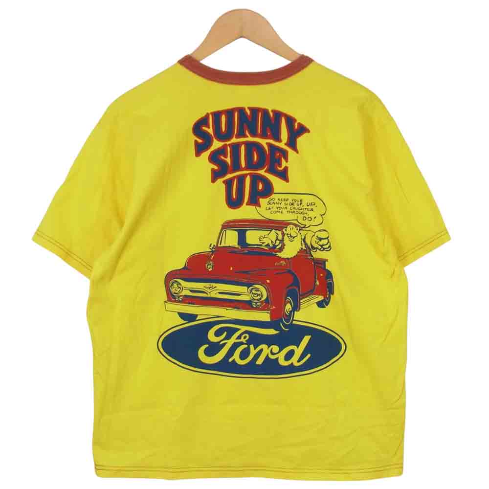 BOOTLEGGERS ブートレガーズ FORD プリント トリム Tシャツ イエロー系 サイズ表記無【中古】