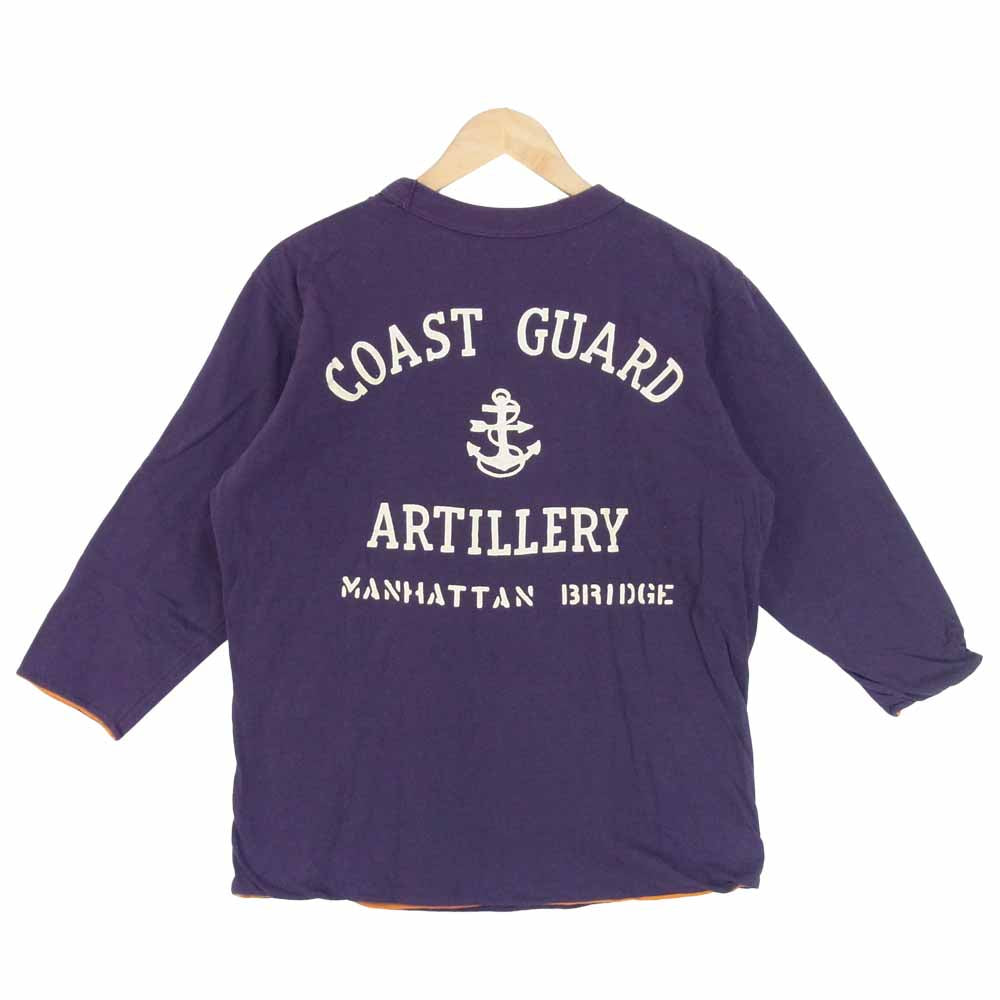 FREEWHEELERS フリーホイーラーズ GUARDING THE MANHATTAN BRIDGE リバーシブル Tシャツ カットソー 紫オレンジ系 M【中古】