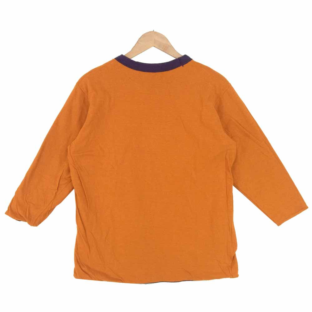 FREEWHEELERS フリーホイーラーズ GUARDING THE MANHATTAN BRIDGE リバーシブル Tシャツ カットソー 紫オレンジ系 M【中古】
