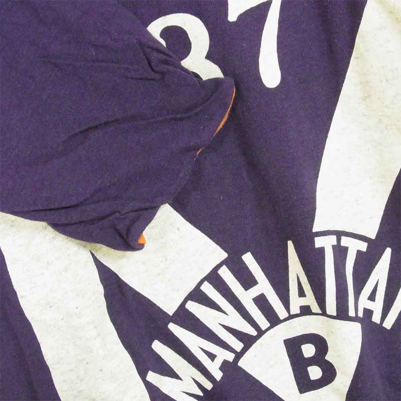 FREEWHEELERS フリーホイーラーズ GUARDING THE MANHATTAN BRIDGE リバーシブル Tシャツ カットソー 紫オレンジ系 M【中古】