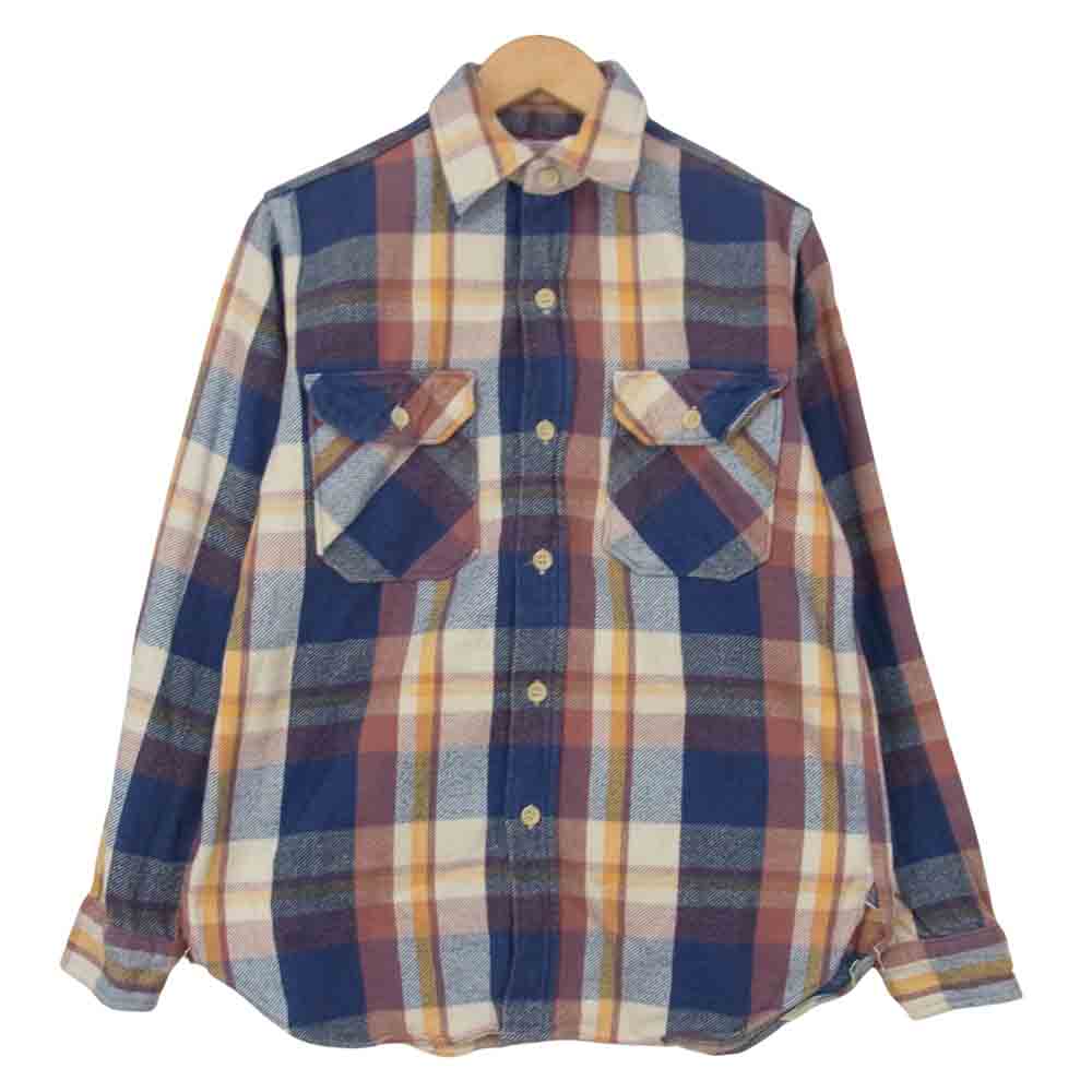 WAREHOUSE ウエアハウス ヘビーネル マチ付 チェック シャツ ブルー系 L【中古】