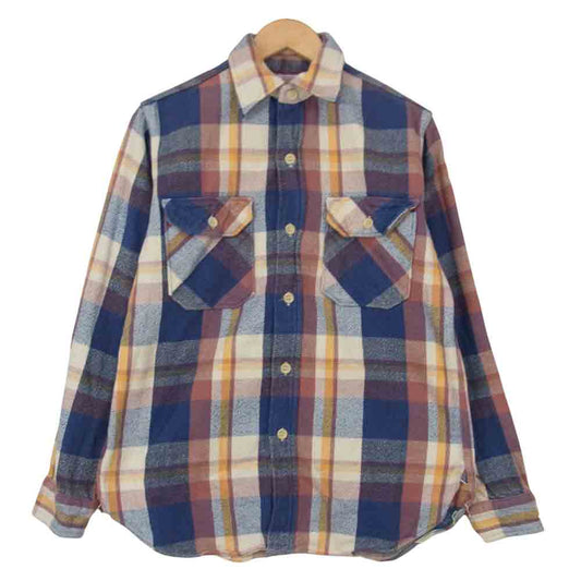 WAREHOUSE ウエアハウス ヘビーネル マチ付 チェック シャツ ブルー系 L【中古】