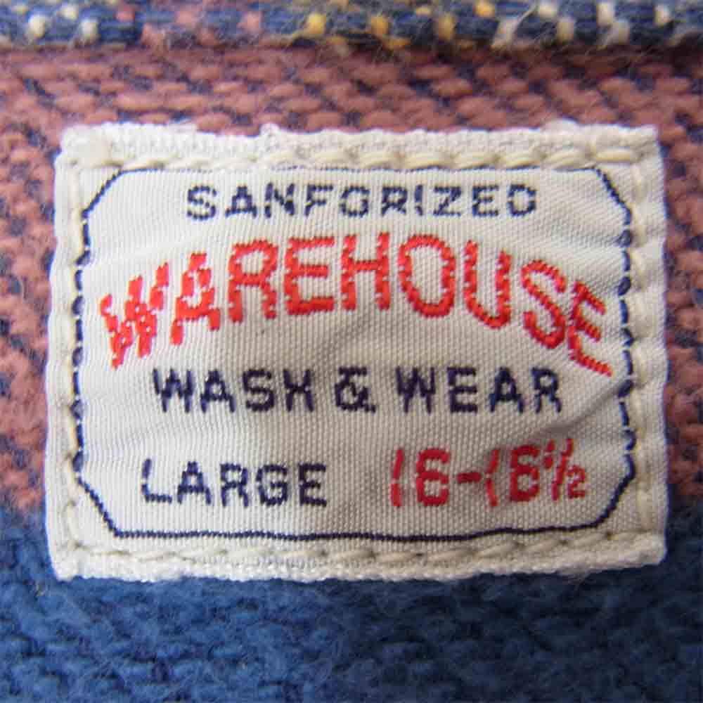 WAREHOUSE ウエアハウス ヘビーネル マチ付 チェック シャツ ブルー系 L【中古】