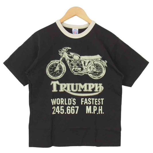 BOOTLEGGERS ブートレガーズ TRIUMPH トライアンフ プリント トリム Tシャツ チャコール系 M【中古】