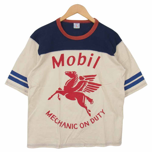 BOOTLEGGERS ブートレガーズ Mobil Gas Mechanic on Duty フットボール Tシャツ オフホワイト系 L【中古】