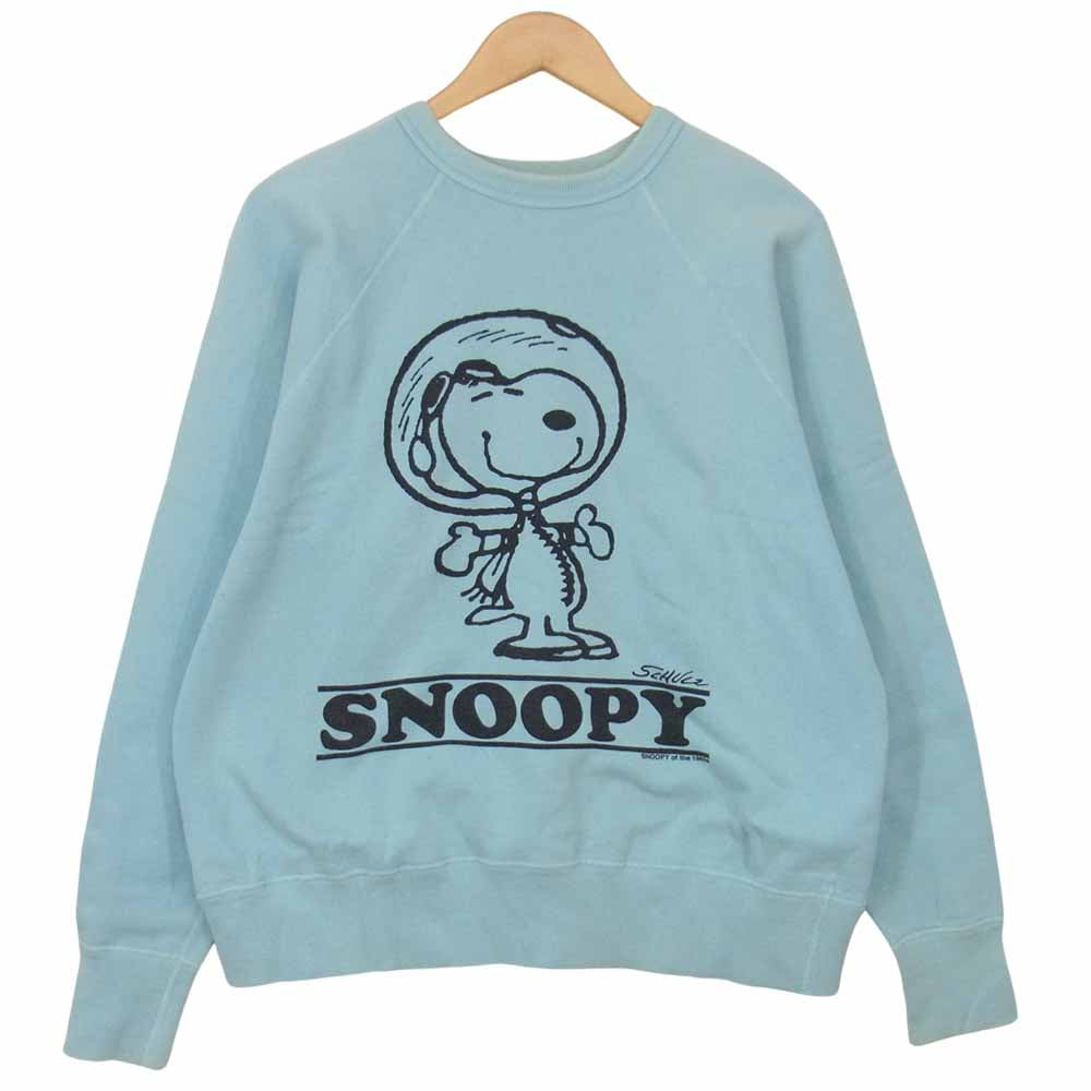 WAREHOUSE ウエアハウス × ピーナッツ PEANUTS スヌーピー ラグラン スウェット ライトブルー系 L【中古】