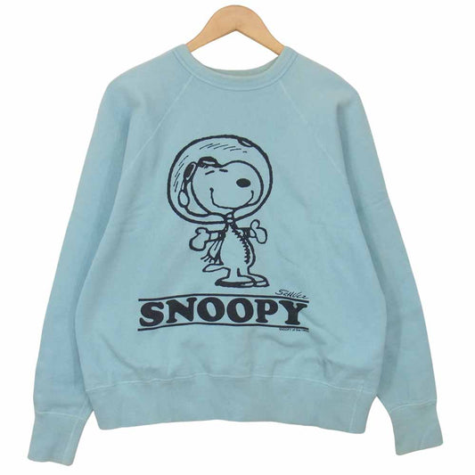 WAREHOUSE ウエアハウス × ピーナッツ PEANUTS スヌーピー ラグラン スウェット ライトブルー系 L【中古】