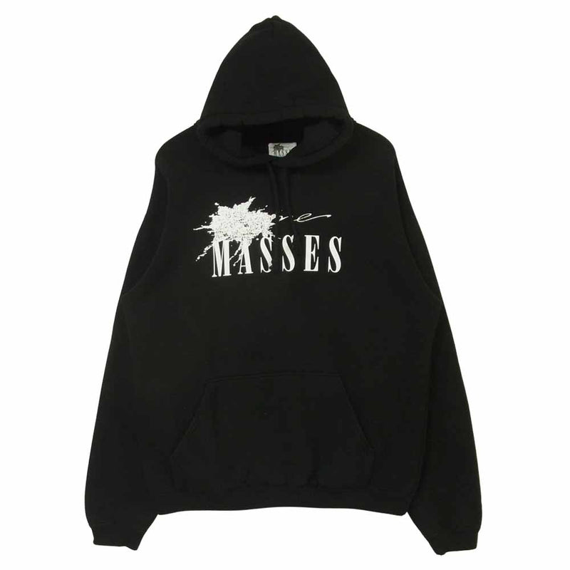 マシス HOODED PARKA C ロゴプリント プルオーバー パーカー コットン 日本製 ブラック系 L【中古】