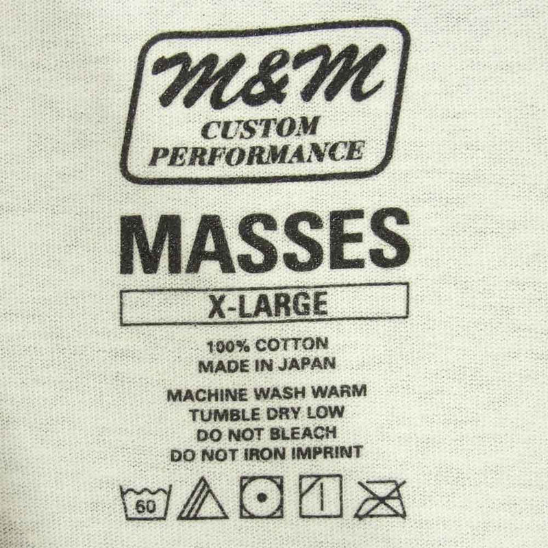 マシス m&m 21SS PRINT L/S T-SHIRT 長袖 Tシャツ コットン 日本製 ホワイト系 XL【美品】【中古】