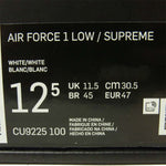 Supreme シュプリーム CU9225-100 ナイキ NIKE AIR FORCE 1 LOW エアフォース スニーカー ホワイト系 30.5cm【極上美品】【中古】