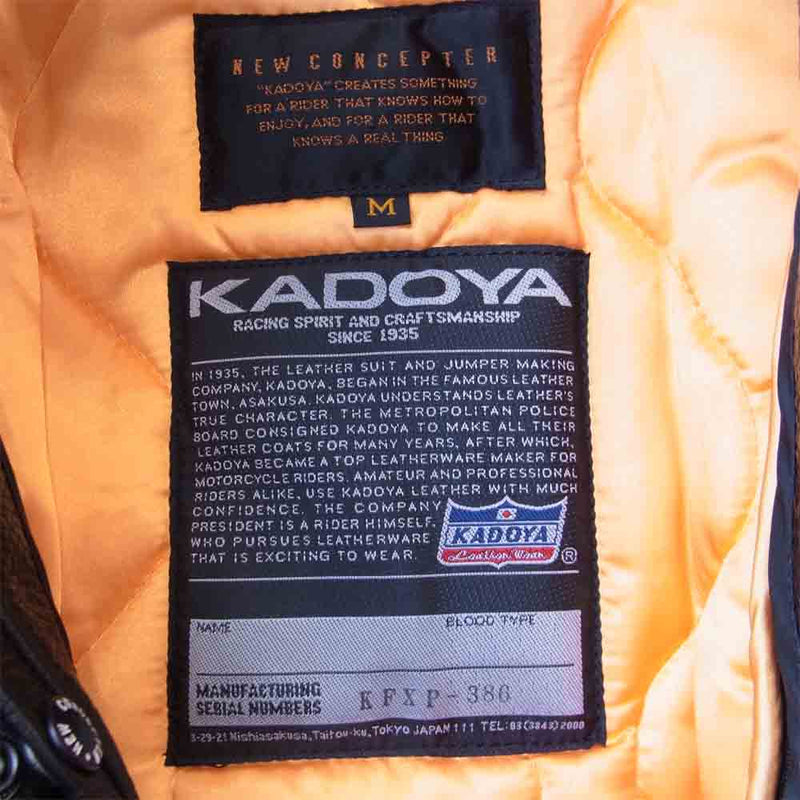 KADOYA カドヤ NEW CONCEPTER ニューコンセプター POUERED-RJ ライダース ジャケット ブラック系 M【中古】