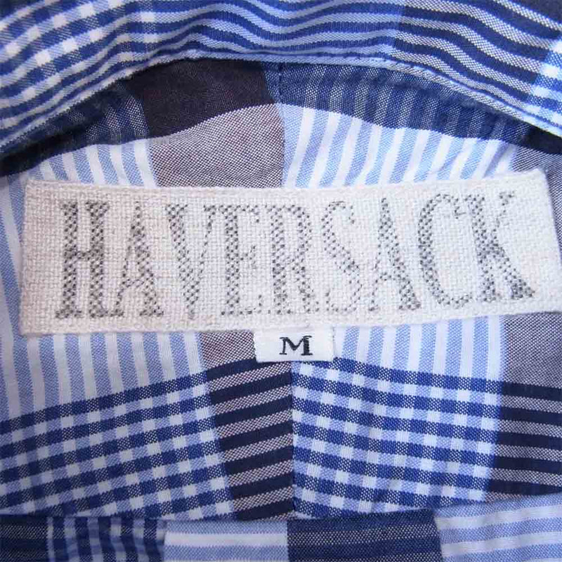 HAVERSACK ハバーザック 丸襟 チェック 半袖 シャツ ブルー系 M【中古】