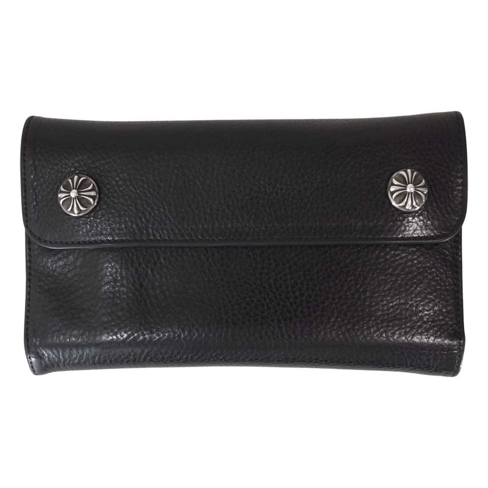 CHROME HEARTS クロムハーツ（原本有） WAVE ウェーブ クロスボール レザー ウォレット ブラック系【中古】