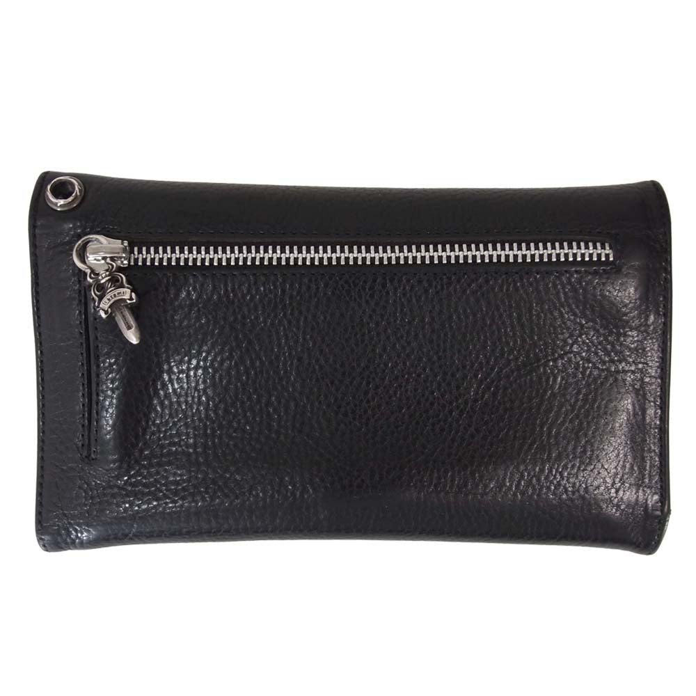 CHROME HEARTS クロムハーツ（原本有） WAVE ウェーブ クロスボール レザー ウォレット ブラック系【中古】