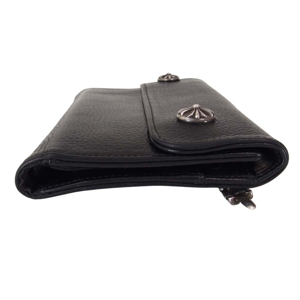 CHROME HEARTS クロムハーツ（原本有） WAVE ウェーブ クロスボール レザー ウォレット ブラック系【中古】
