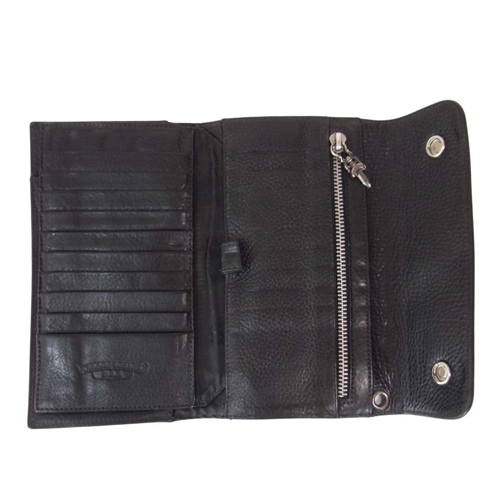 CHROME HEARTS クロムハーツ（原本有） WAVE ウェーブ クロスボール レザー ウォレット ブラック系【中古】